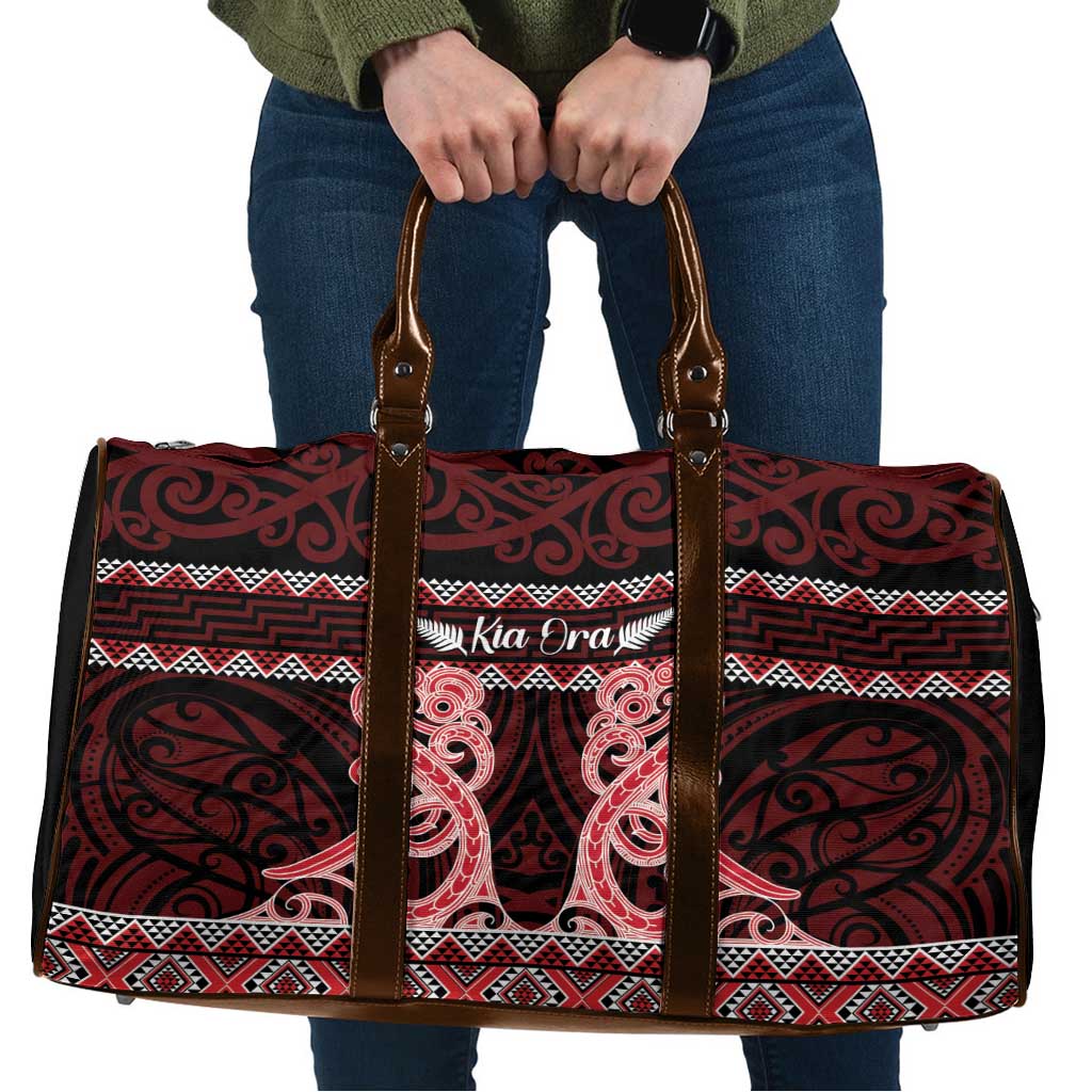 Kia Ora New Zealand Travel Bag Maori Language Week Whero Taniko Motif - Aussie Hoodie