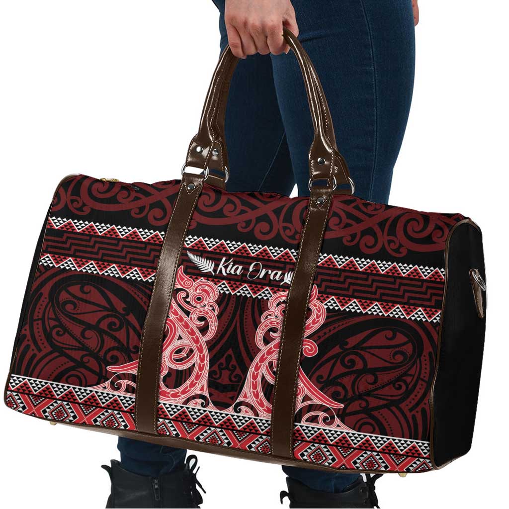 Kia Ora New Zealand Travel Bag Maori Language Week Whero Taniko Motif - Aussie Hoodie