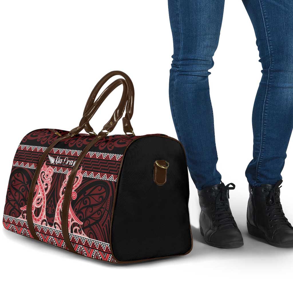 Kia Ora New Zealand Travel Bag Maori Language Week Whero Taniko Motif - Aussie Hoodie