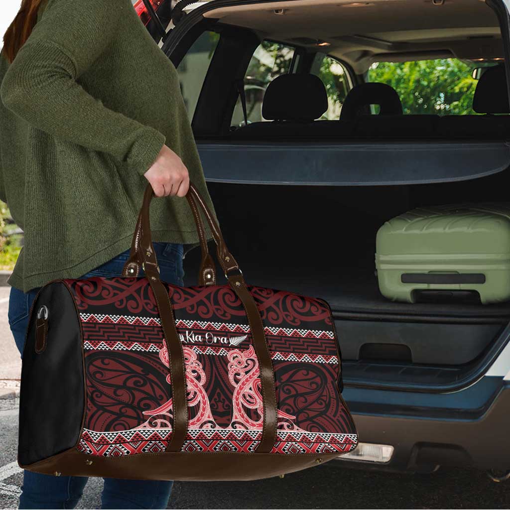 Kia Ora New Zealand Travel Bag Maori Language Week Whero Taniko Motif - Aussie Hoodie