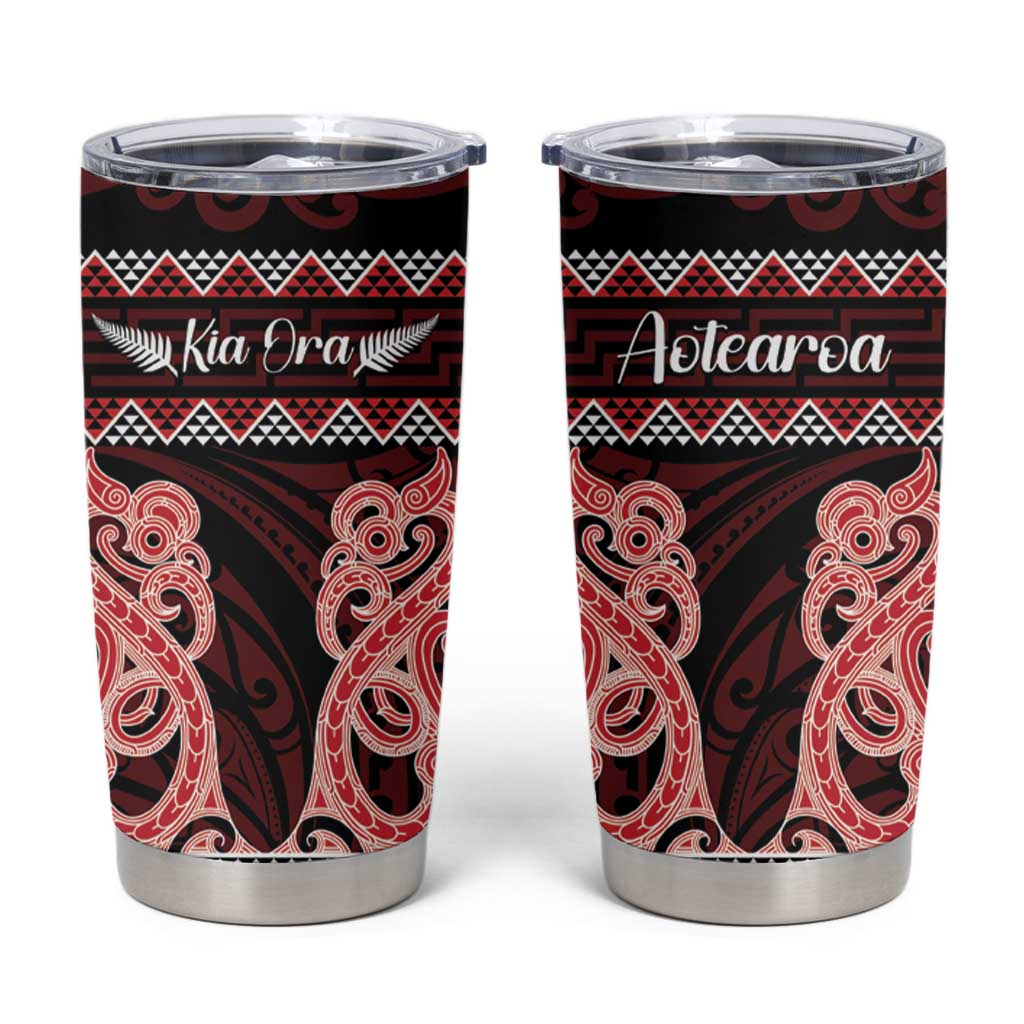Kia Ora New Zealand Tumbler Cup Maori Language Week Whero Taniko Motif - Aussie Hoodie
