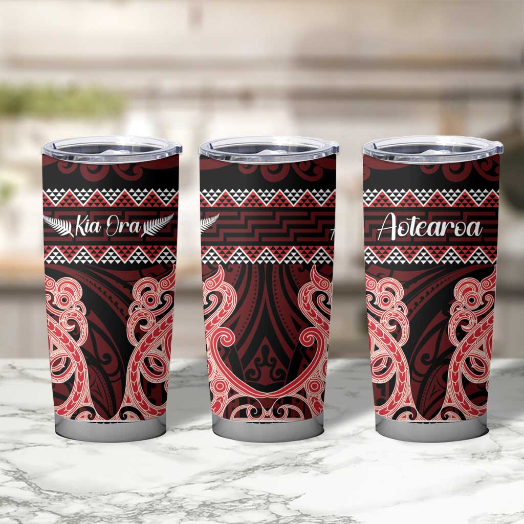 Kia Ora New Zealand Tumbler Cup Maori Language Week Whero Taniko Motif - Aussie Hoodie