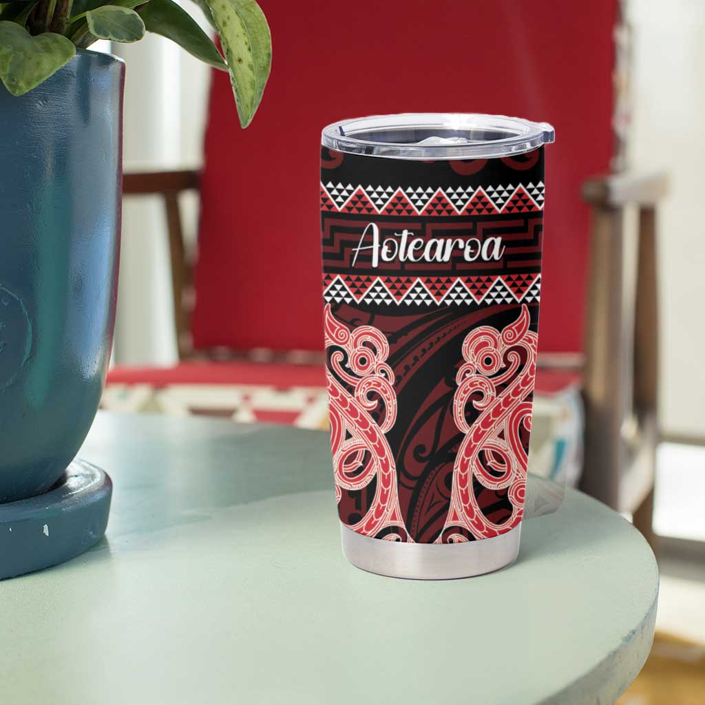 Kia Ora New Zealand Tumbler Cup Maori Language Week Whero Taniko Motif - Aussie Hoodie