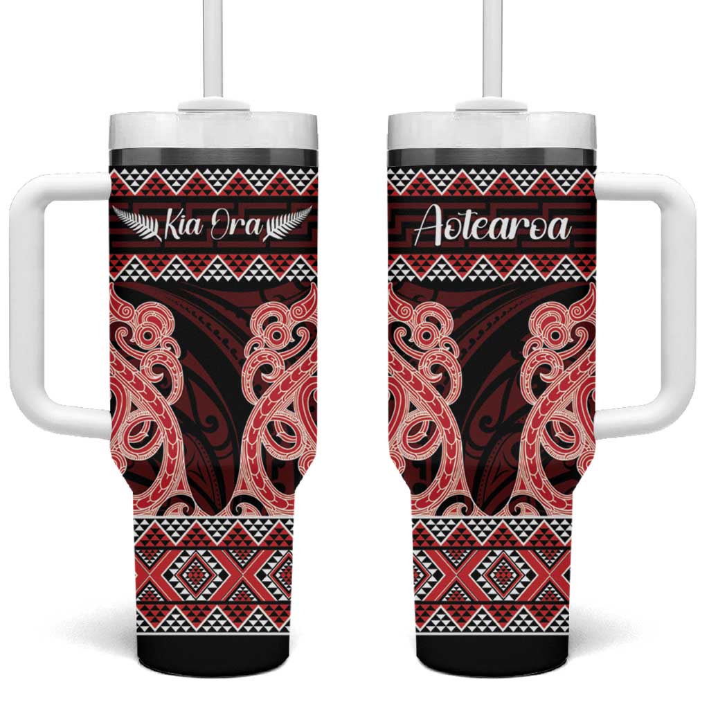 Kia Ora New Zealand Tumbler With Handle Maori Language Week Whero Taniko Motif - Aussie Hoodie