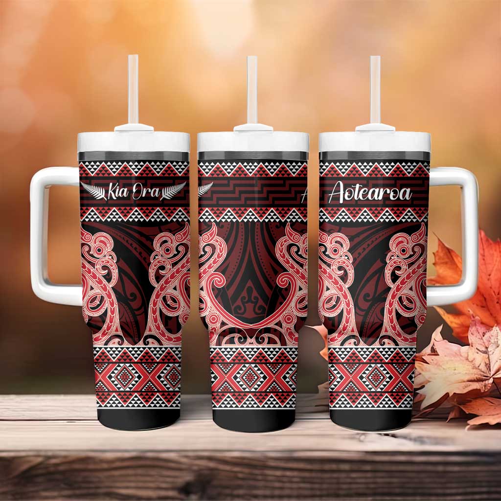 Kia Ora New Zealand Tumbler With Handle Maori Language Week Whero Taniko Motif - Aussie Hoodie
