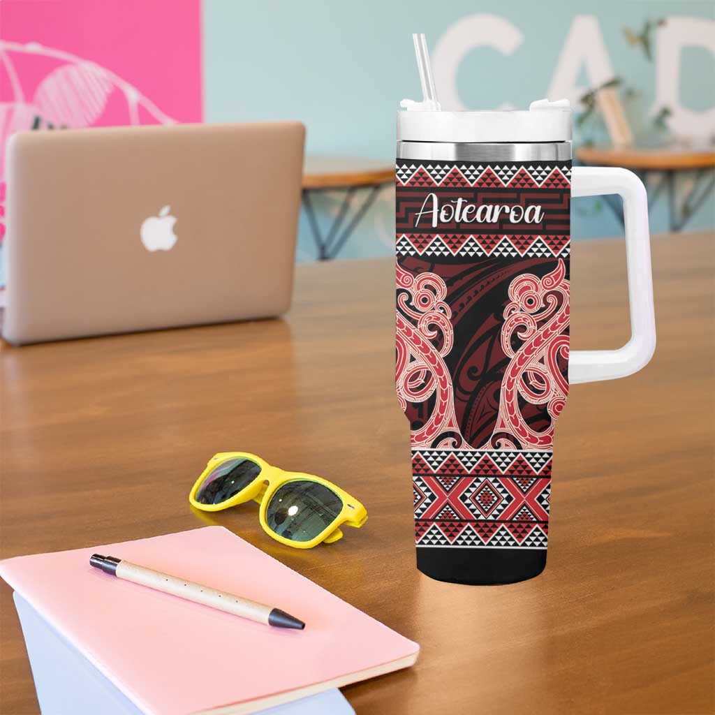 Kia Ora New Zealand Tumbler With Handle Maori Language Week Whero Taniko Motif - Aussie Hoodie