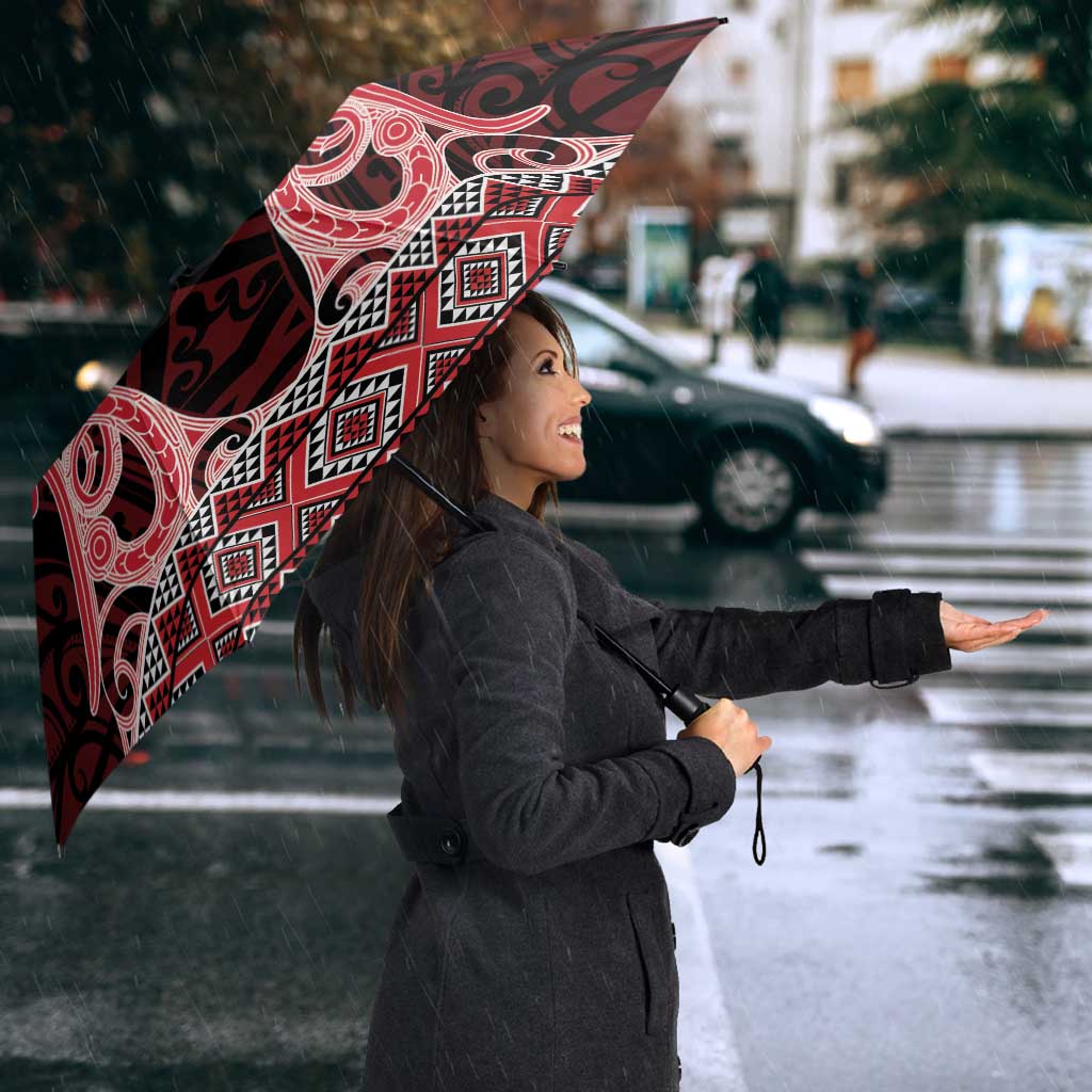 Kia Ora New Zealand Umbrella Maori Language Week Whero Taniko Motif - Aussie Hoodie