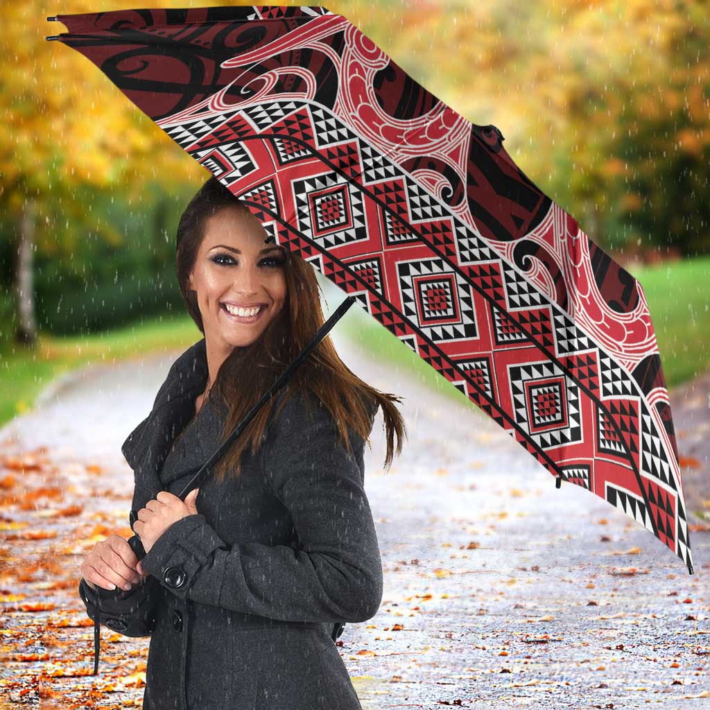 Kia Ora New Zealand Umbrella Maori Language Week Whero Taniko Motif - Aussie Hoodie