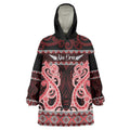 Kia Ora New Zealand Wearable Blanket Hoodie Maori Language Week Whero Taniko Motif - Aussie Hoodie