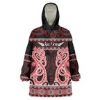 Kia Ora New Zealand Wearable Blanket Hoodie Maori Language Week Whero Taniko Motif - Aussie Hoodie