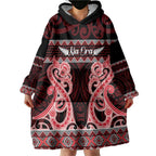 Kia Ora New Zealand Wearable Blanket Hoodie Maori Language Week Whero Taniko Motif - Aussie Hoodie