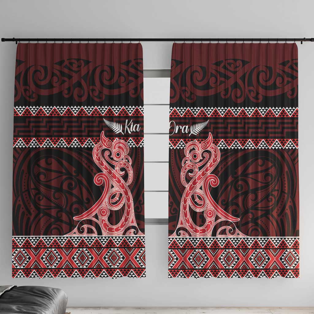 Kia Ora New Zealand Window Curtain Maori Language Week Whero Taniko Motif - Aussie Hoodie