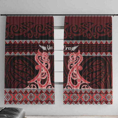 Kia Ora New Zealand Window Curtain Maori Language Week Whero Taniko Motif - Aussie Hoodie