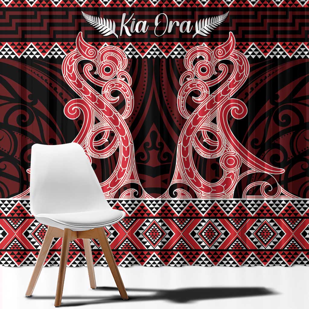 Kia Ora New Zealand Window Curtain Maori Language Week Whero Taniko Motif - Aussie Hoodie