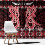 Kia Ora New Zealand Window Curtain Maori Language Week Whero Taniko Motif - Aussie Hoodie
