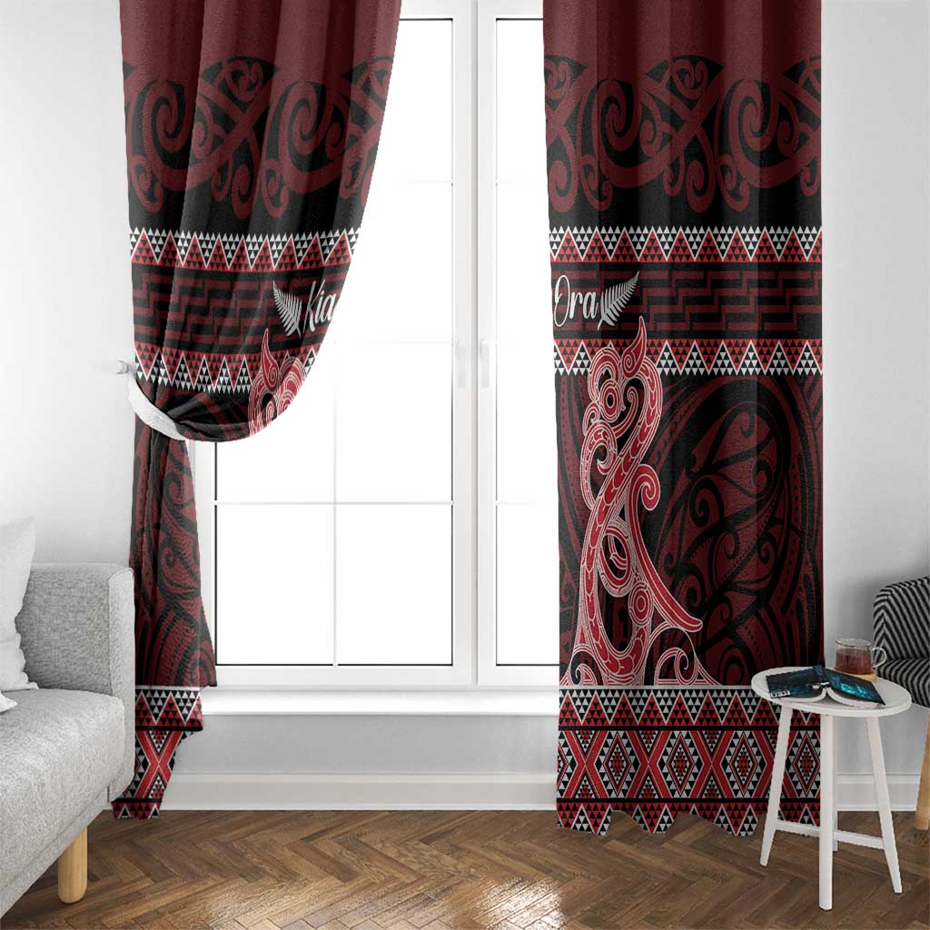 Kia Ora New Zealand Window Curtain Maori Language Week Whero Taniko Motif - Aussie Hoodie