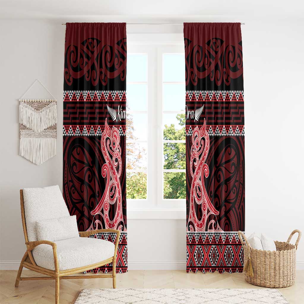 Kia Ora New Zealand Window Curtain Maori Language Week Whero Taniko Motif - Aussie Hoodie