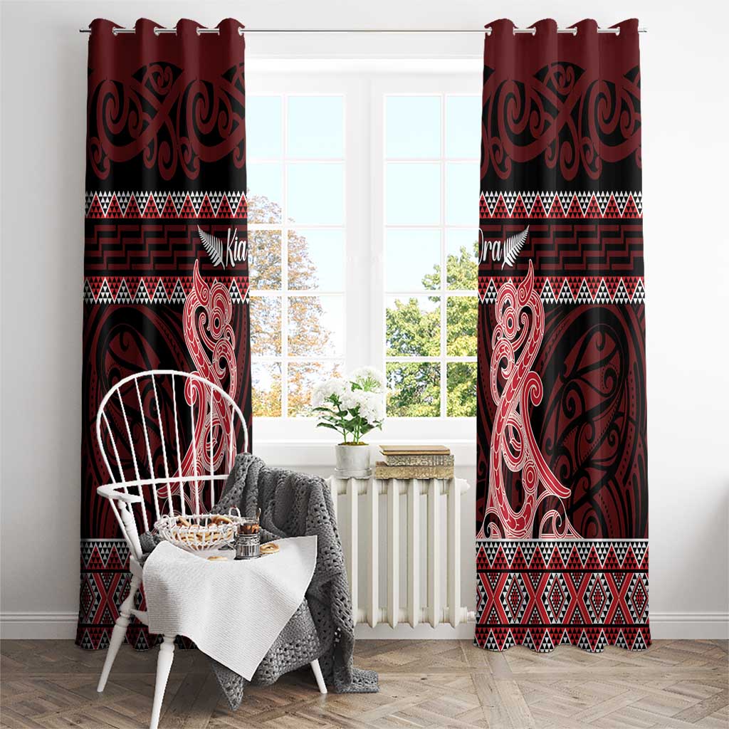 Kia Ora New Zealand Window Curtain Maori Language Week Whero Taniko Motif - Aussie Hoodie