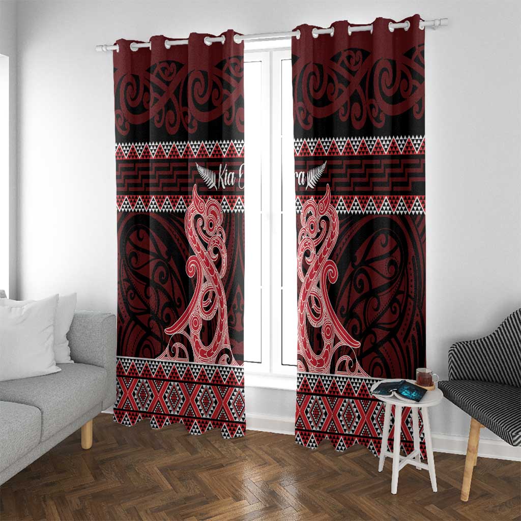 Kia Ora New Zealand Window Curtain Maori Language Week Whero Taniko Motif - Aussie Hoodie