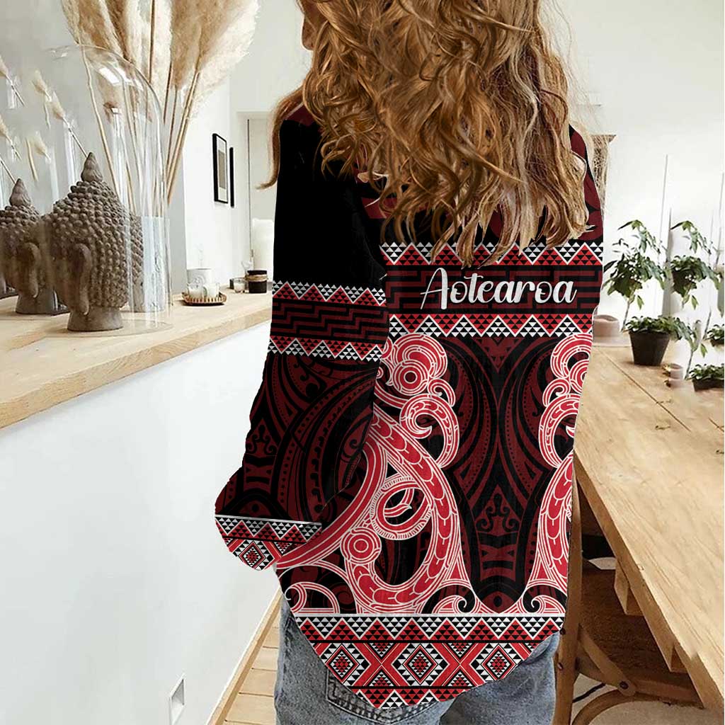 Kia Ora New Zealand Women Casual Shirt Maori Language Week Whero Taniko Motif - Aussie Hoodie