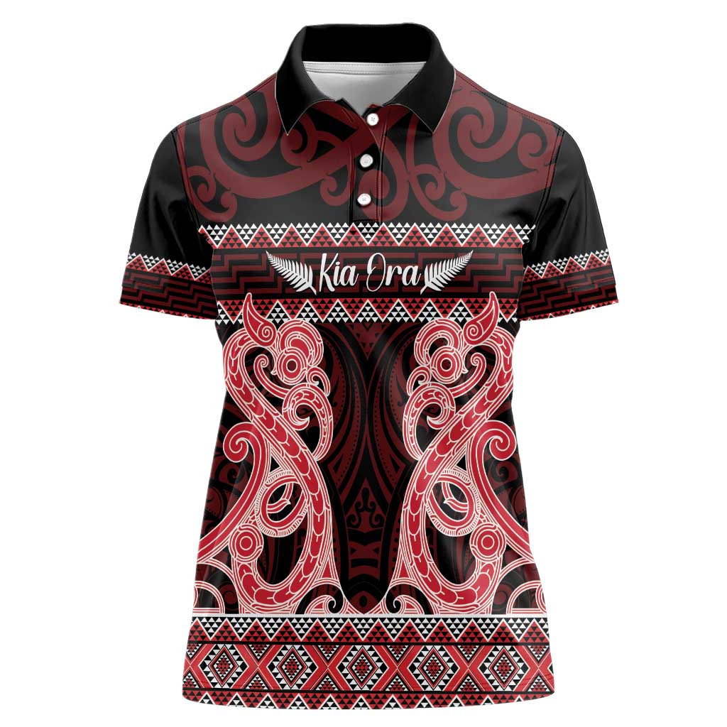 Kia Ora New Zealand Women Polo Shirt Maori Language Week Whero Taniko Motif - Aussie Hoodie