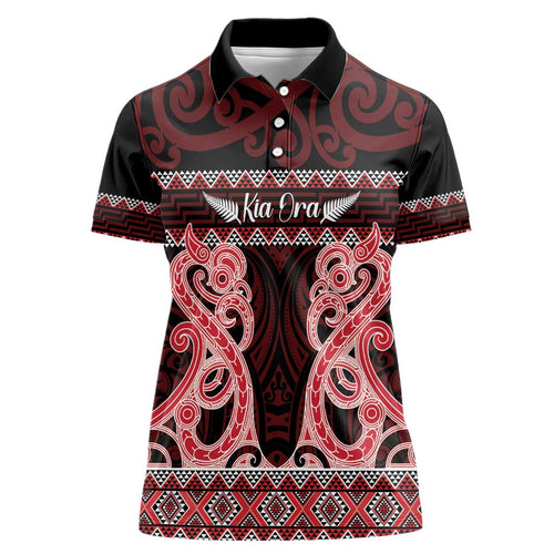 Kia Ora New Zealand Women Polo Shirt Maori Language Week Whero Taniko Motif - Aussie Hoodie