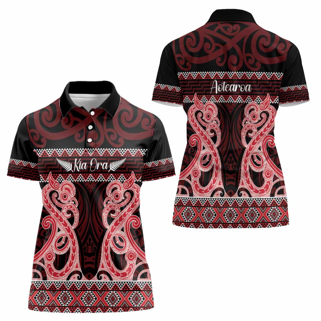 Kia Ora New Zealand Women Polo Shirt Maori Language Week Whero Taniko Motif - Aussie Hoodie
