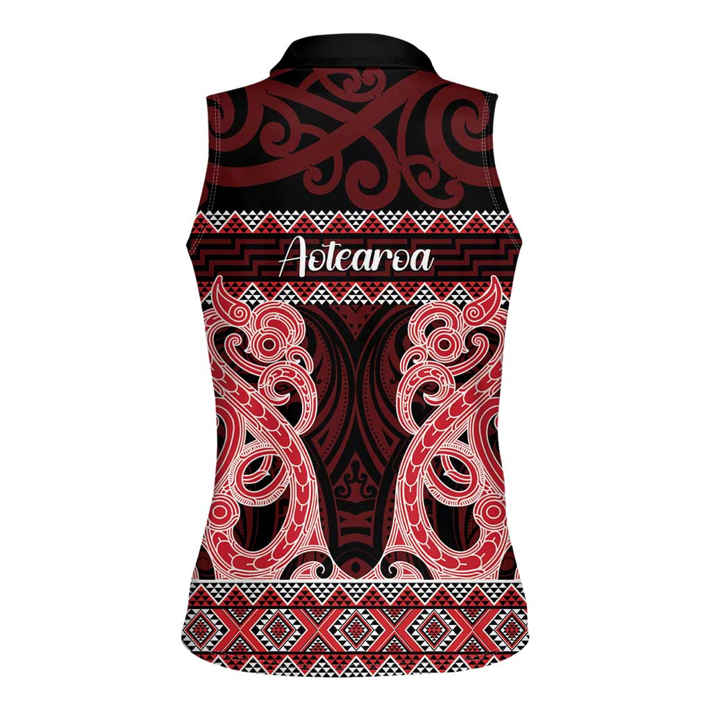 Kia Ora New Zealand Women Sleeveless Polo Shirt Maori Language Week Whero Taniko Motif - Aussie Hoodie