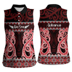 Kia Ora New Zealand Women Sleeveless Polo Shirt Maori Language Week Whero Taniko Motif - Aussie Hoodie