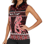 Kia Ora New Zealand Women Sleeveless Polo Shirt Maori Language Week Whero Taniko Motif - Aussie Hoodie