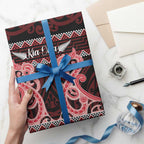 Kia Ora New Zealand Wrapping Paper Maori Language Week Whero Taniko Motif - Aussie Hoodie