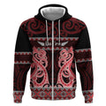 Kia Ora New Zealand Zip Hoodie Maori Language Week Whero Taniko Motif - Aussie Hoodie