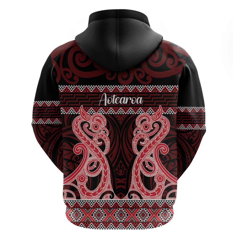 Kia Ora New Zealand Zip Hoodie Maori Language Week Whero Taniko Motif - Aussie Hoodie