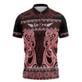 Kia Ora New Zealand Zipper Polo Shirt Maori Language Week Whero Taniko Motif - Aussie Hoodie