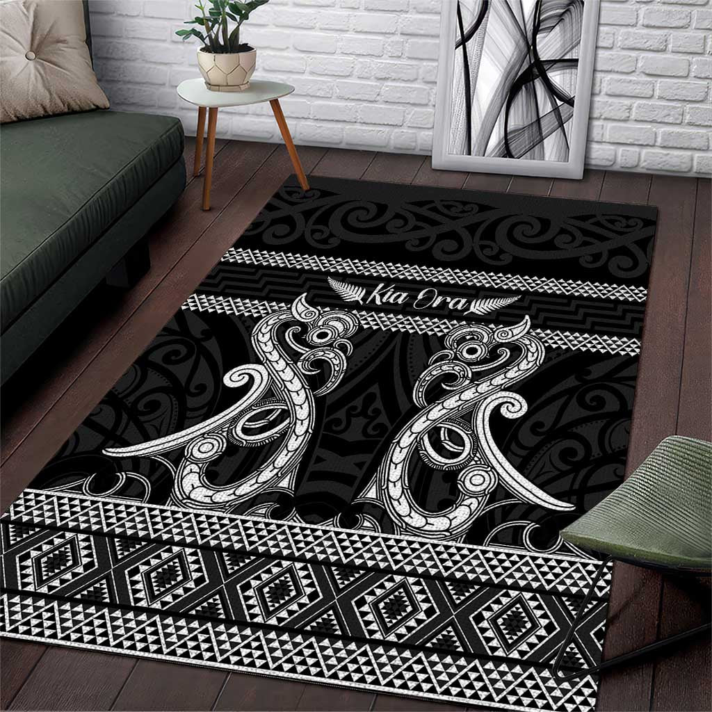 Kia Ora New Zealand Area Rug Maori Language Week Pango Taniko Motif - Aussie Hoodie