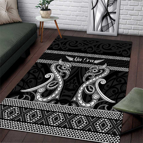 Kia Ora New Zealand Area Rug Maori Language Week Pango Taniko Motif - Aussie Hoodie