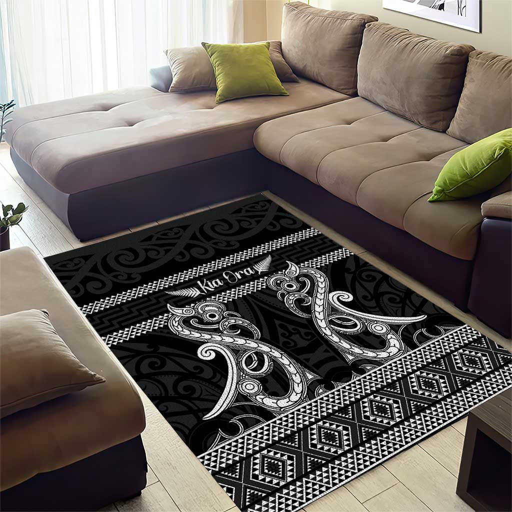 Kia Ora New Zealand Area Rug Maori Language Week Pango Taniko Motif - Aussie Hoodie