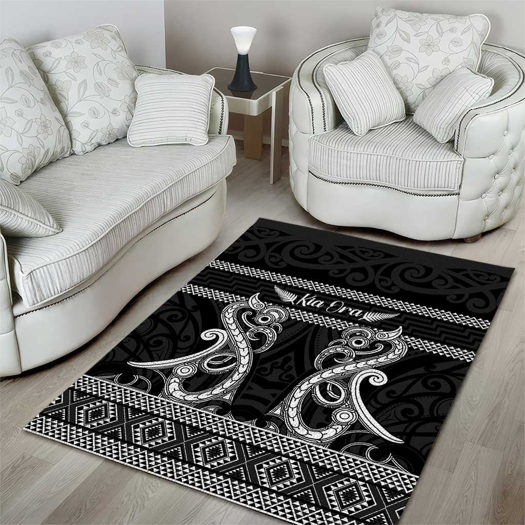 Kia Ora New Zealand Area Rug Maori Language Week Pango Taniko Motif - Aussie Hoodie
