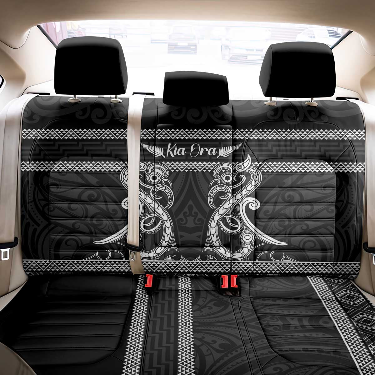 Kia Ora New Zealand Back Car Seat Cover Maori Language Week Pango Taniko Motif - Aussie Hoodie