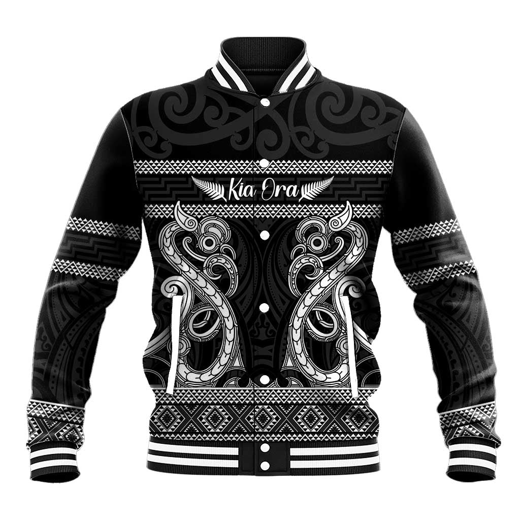 Kia Ora New Zealand Baseball Jacket Maori Language Week Pango Taniko Motif - Aussie Hoodie