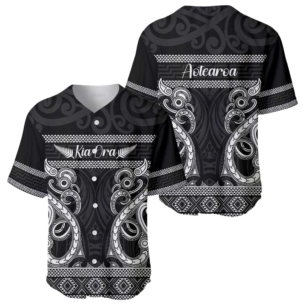 Kia Ora New Zealand Baseball Jersey Maori Language Week Pango Taniko Motif - Aussie Hoodie
