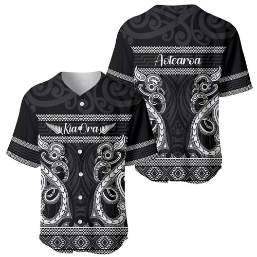Kia Ora New Zealand Baseball Jersey Maori Language Week Pango Taniko Motif - Aussie Hoodie