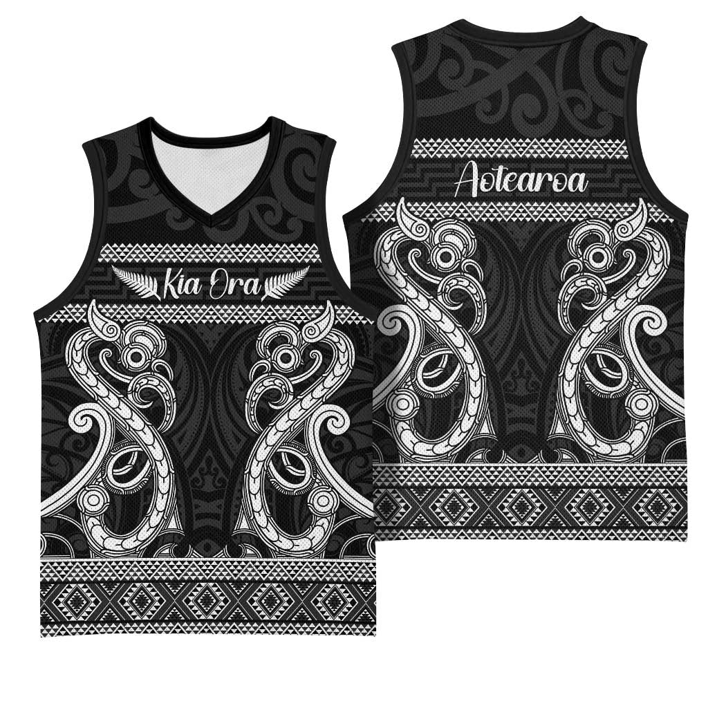 Kia Ora New Zealand Basketball Jersey Maori Language Week Pango Taniko Motif - Aussie Hoodie