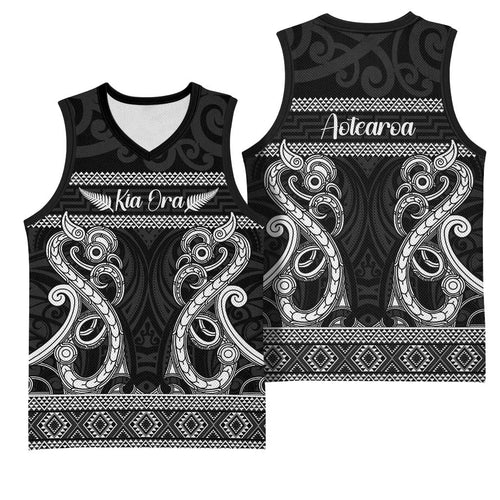 Kia Ora New Zealand Basketball Jersey Maori Language Week Pango Taniko Motif - Aussie Hoodie