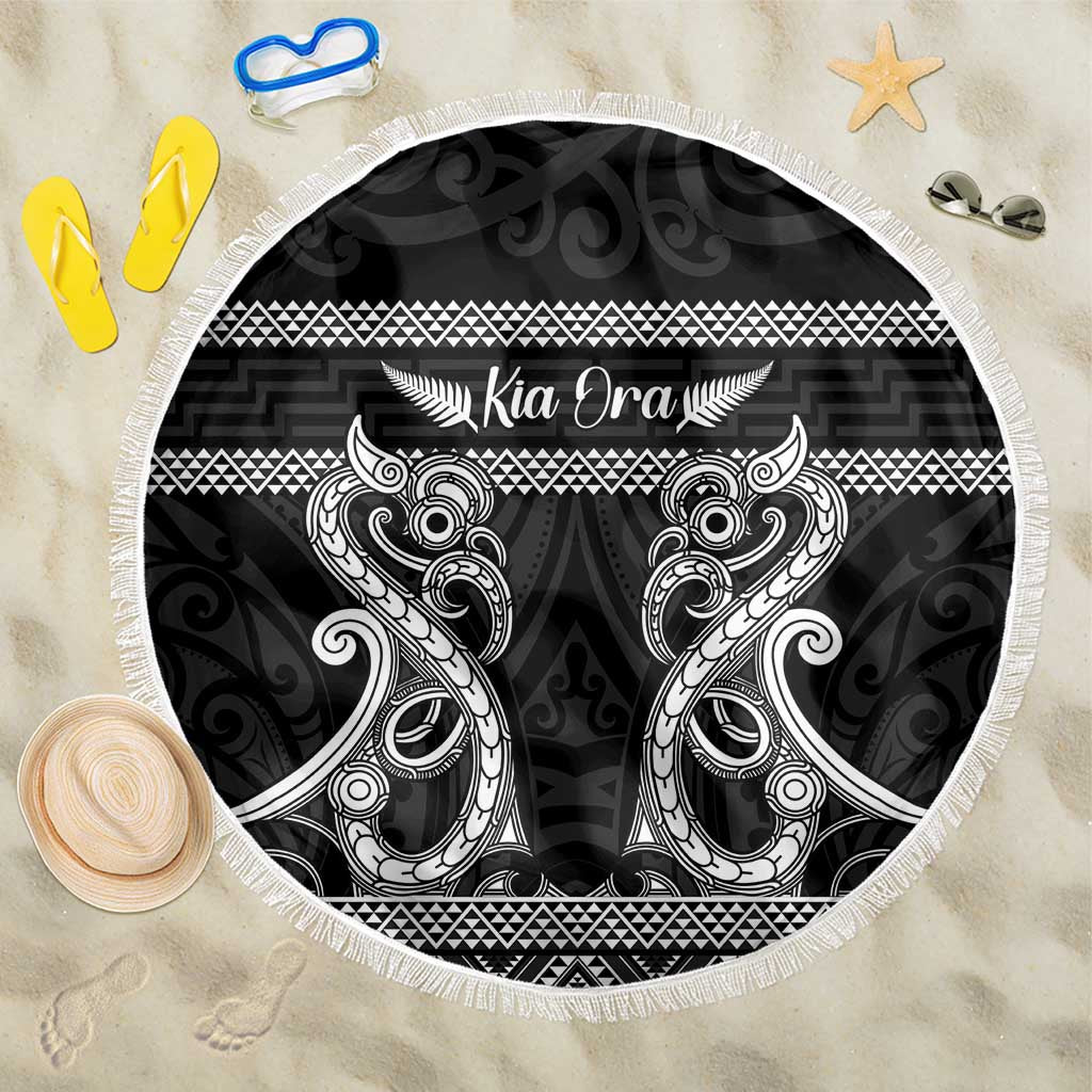 Kia Ora New Zealand Beach Blanket Maori Language Week Pango Taniko Motif - Aussie Hoodie