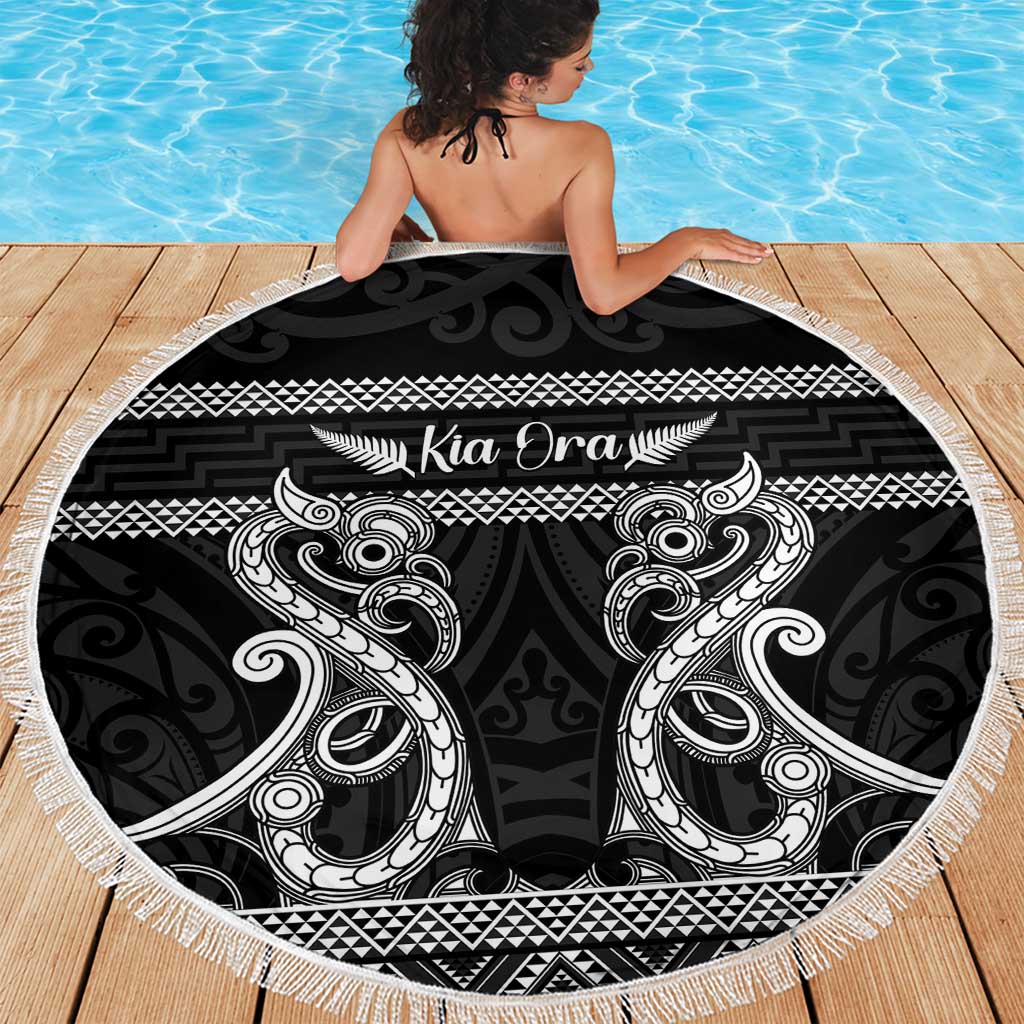 Kia Ora New Zealand Beach Blanket Maori Language Week Pango Taniko Motif - Aussie Hoodie