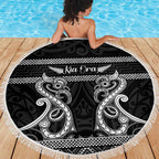 Kia Ora New Zealand Beach Blanket Maori Language Week Pango Taniko Motif - Aussie Hoodie