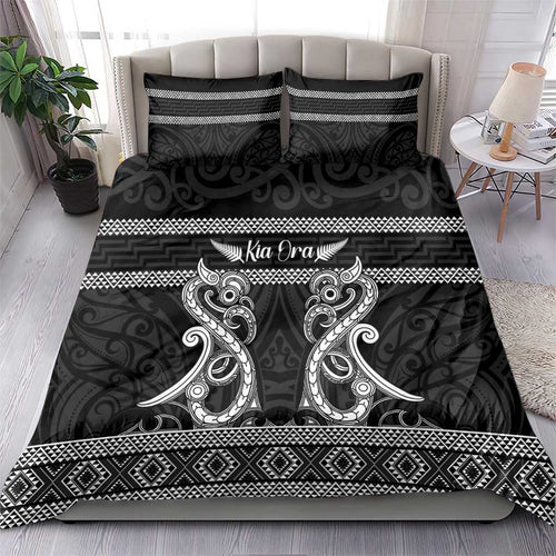Kia Ora New Zealand Bedding Set Maori Language Week Pango Taniko Motif - Aussie Hoodie