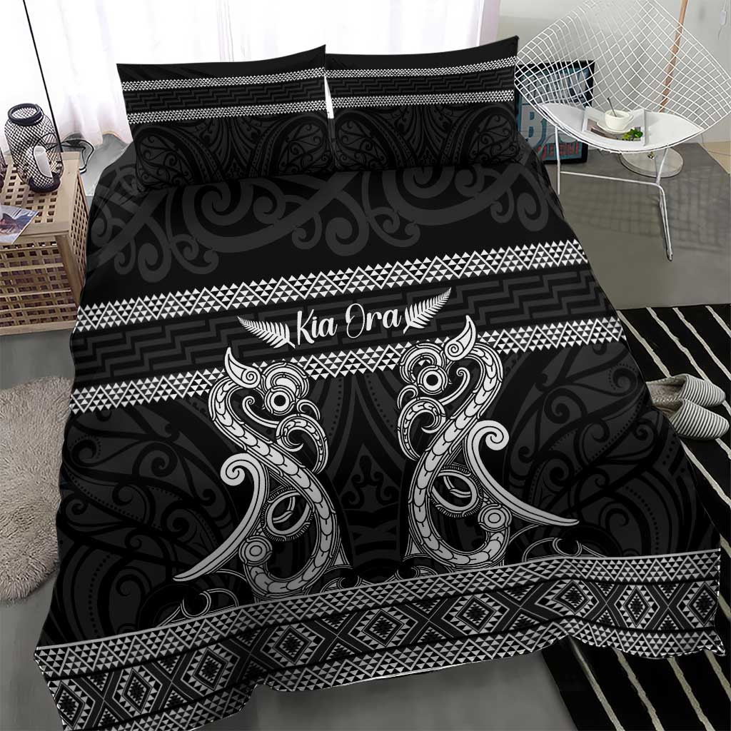 Kia Ora New Zealand Bedding Set Maori Language Week Pango Taniko Motif - Aussie Hoodie