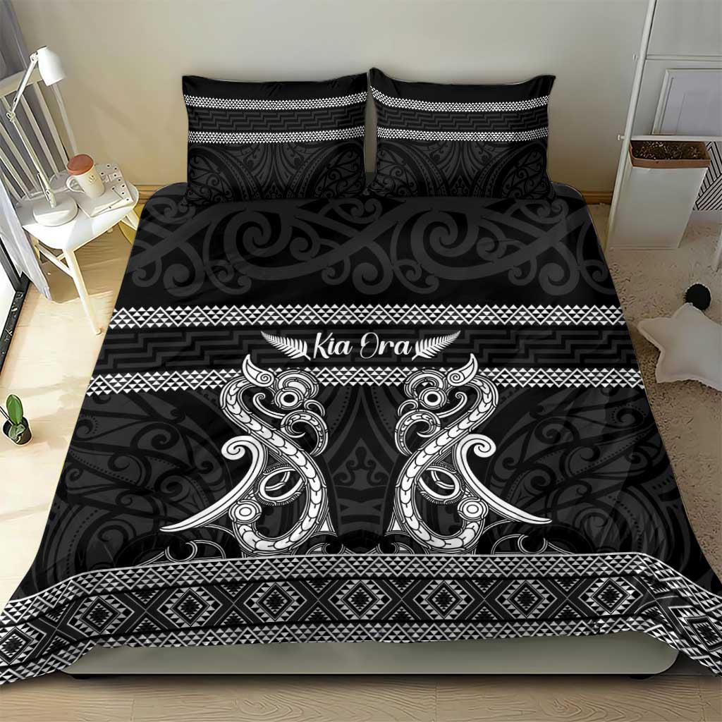 Kia Ora New Zealand Bedding Set Maori Language Week Pango Taniko Motif - Aussie Hoodie